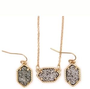 Lee Elisa Type Earring Necklace Silver Gold NWOT